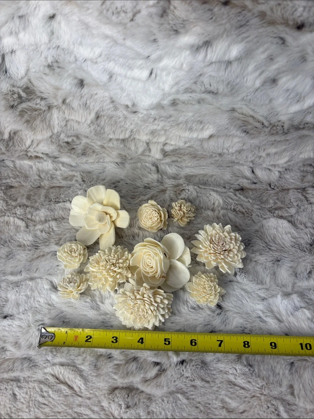 Cream Decorative Wood Flower Assortment - Set of Handcrafted Blooms. 5 Bags